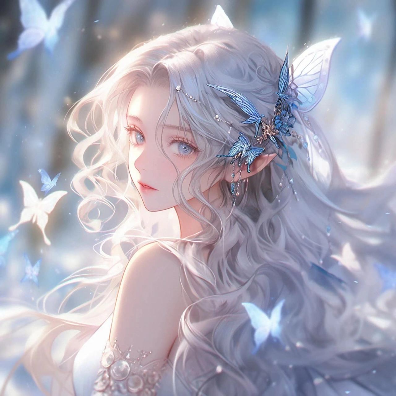 精灵系列41566|光影|女生头像 密林中奔跑的小精灵, 喃喃细语说些