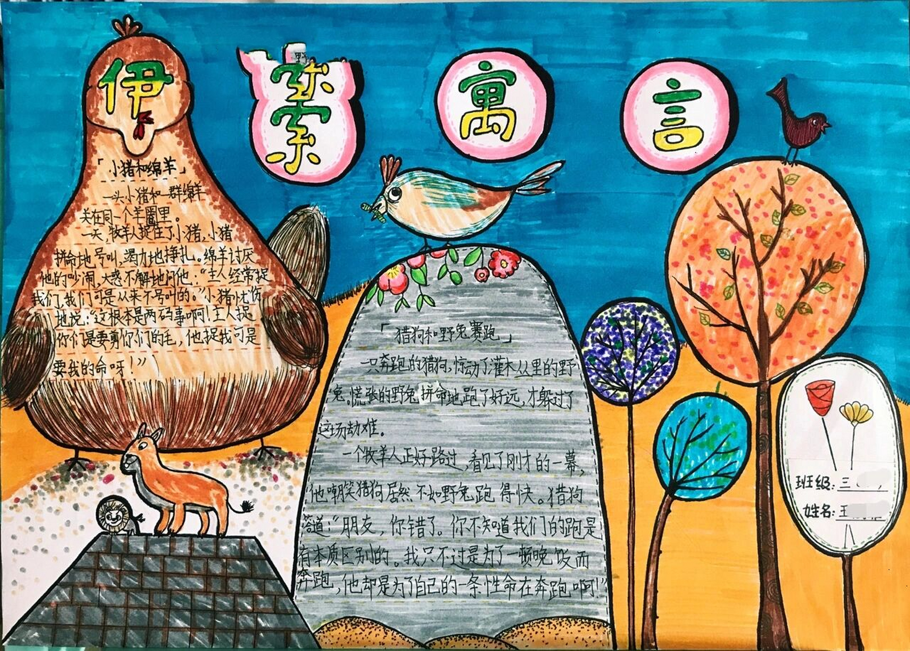 《伊索寓言》手抄报 ,娃打稿,老母亲加工