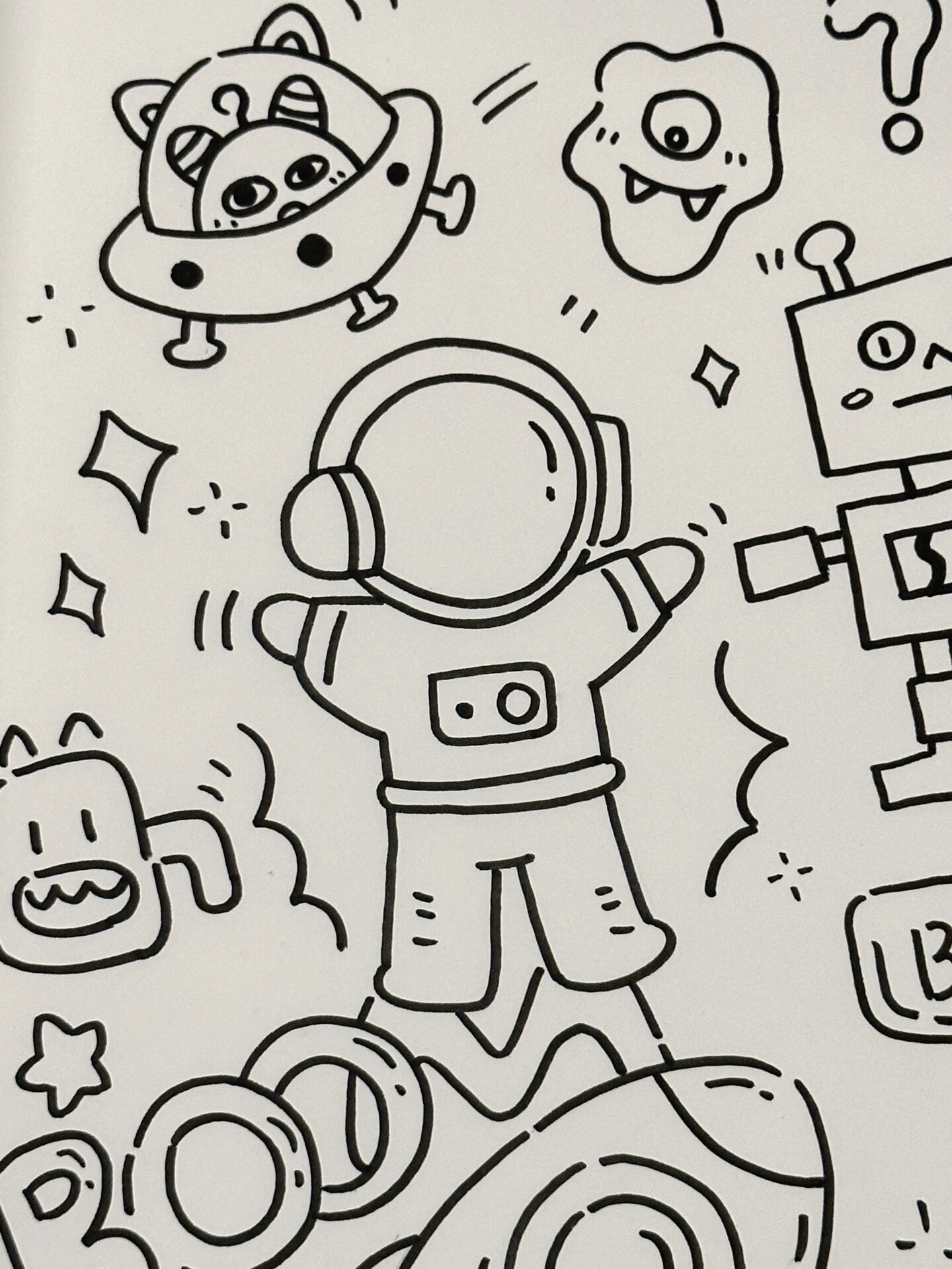 挑战100天简笔画【058】可爱太空外星人宇航员