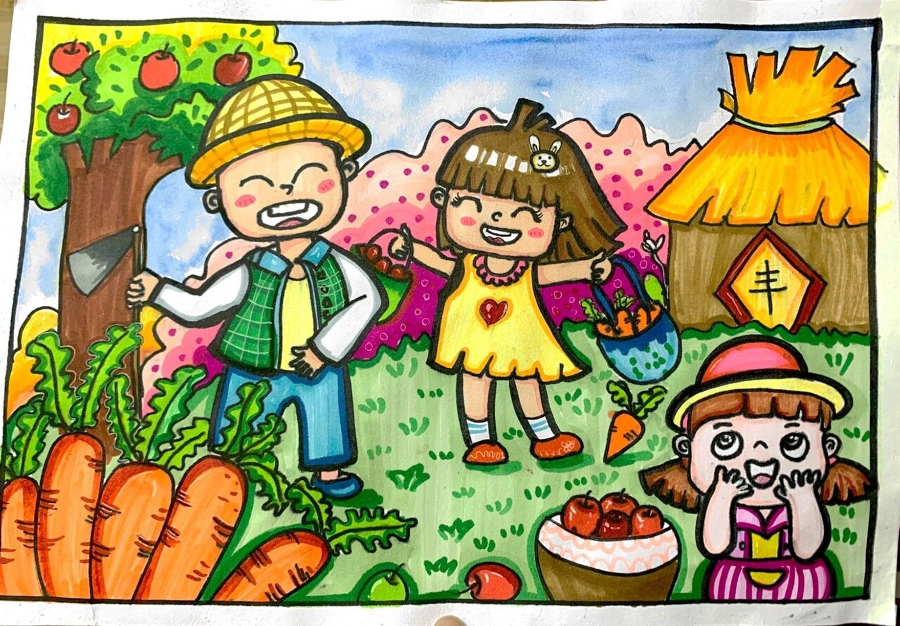 美术考级范画,四级 儿童简笔画,考级范画,四级,带线稿07
