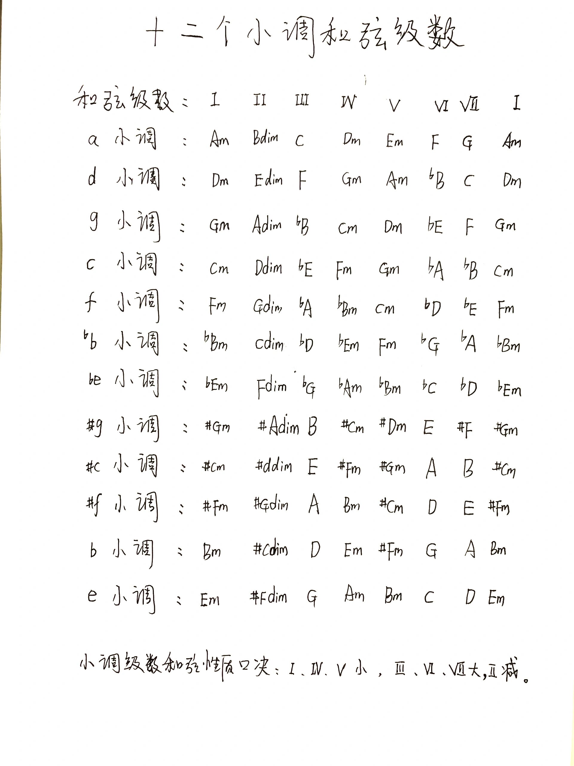 十二个小调和弦级数