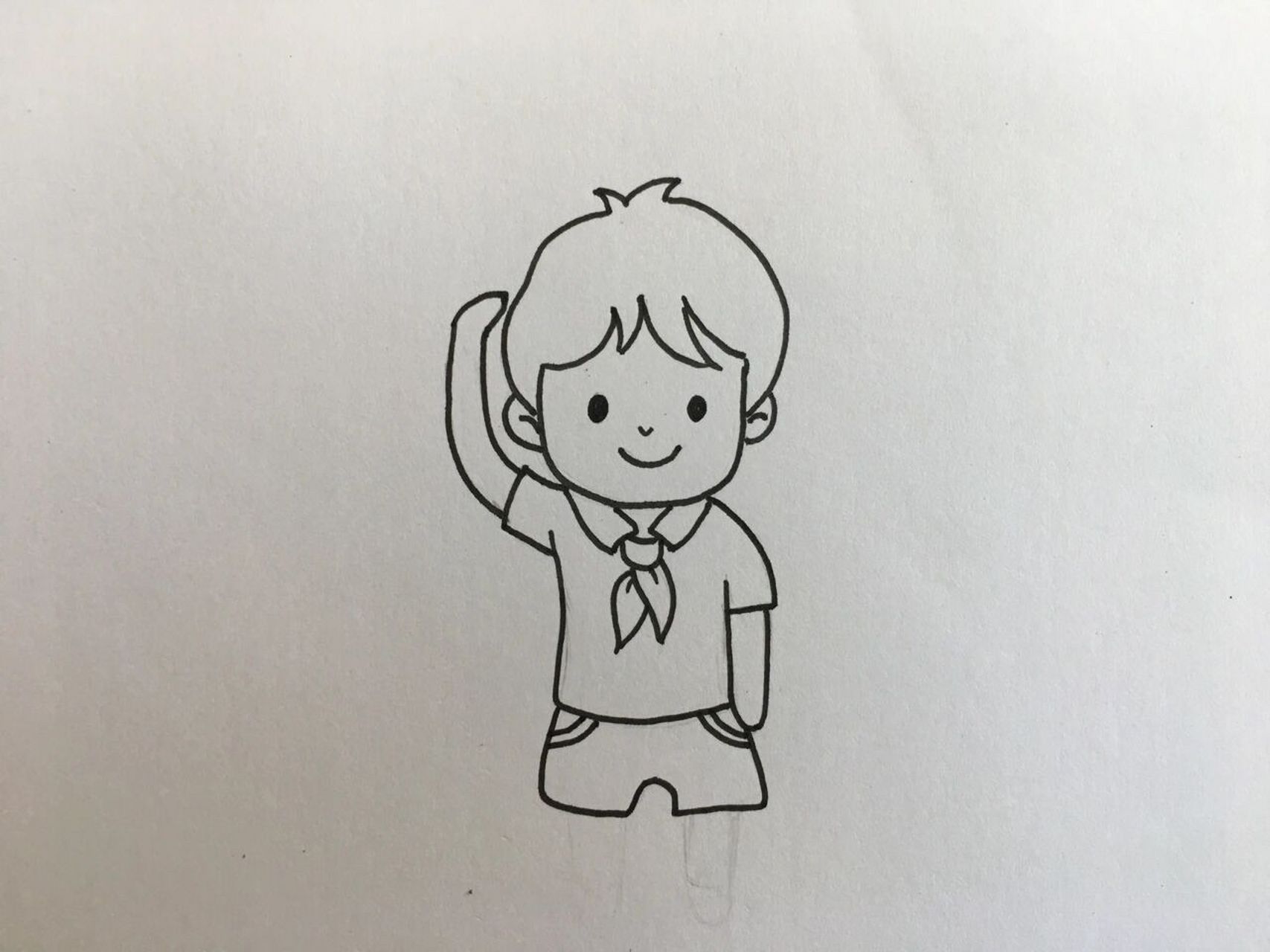马克笔|敬礼小男孩简笔画 戴红领巾的小学生简笔画,小男孩简笔画～ 有