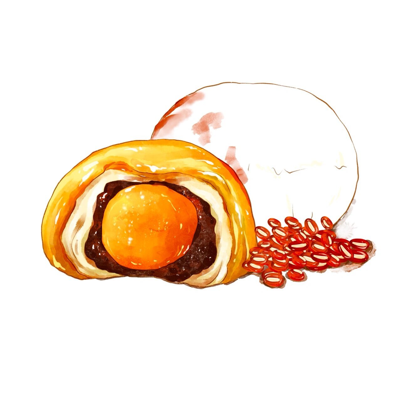 procreate水彩绘画/蛋黄酥教程77好物分享 蛋黄酥不管是南北方,必须