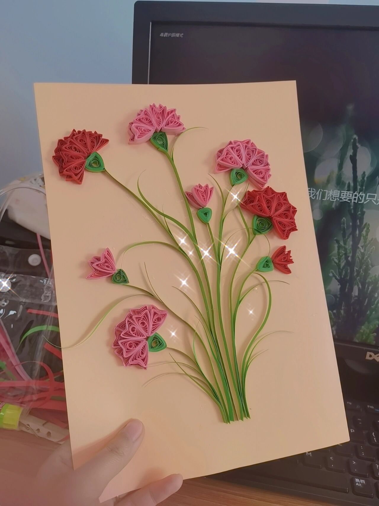 衍纸临摹|康乃馨