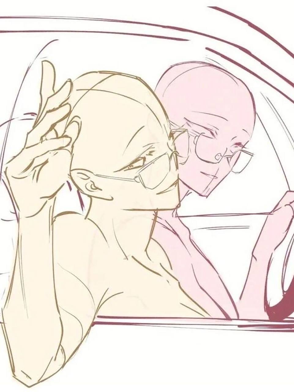 绘画素材丨双人情侣互动线稿素材7515 今天给大家分享一个有意思