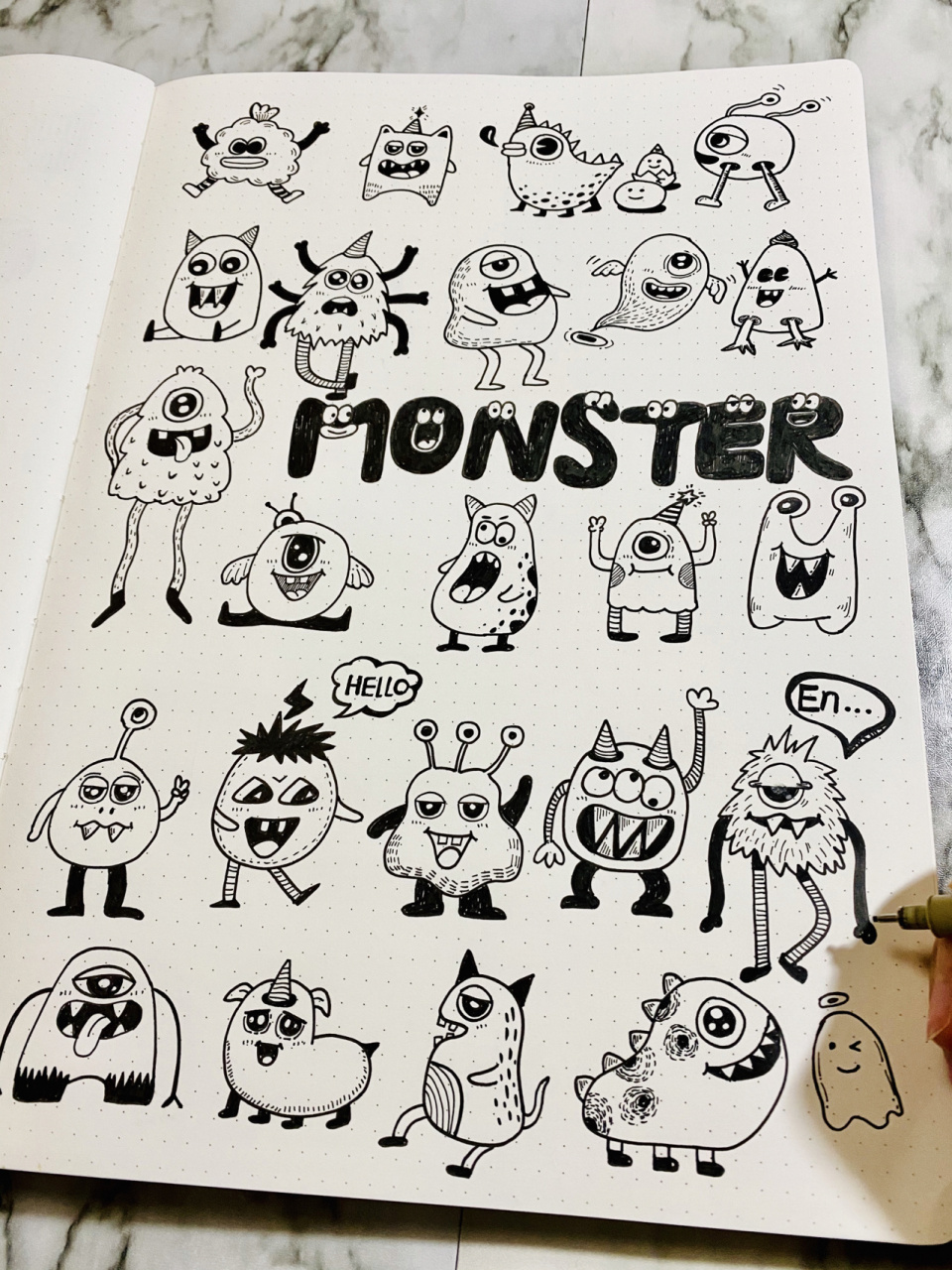 18/100一大波小怪兽90来啦02|附步骤|简笔画 画小怪兽真的是个有趣