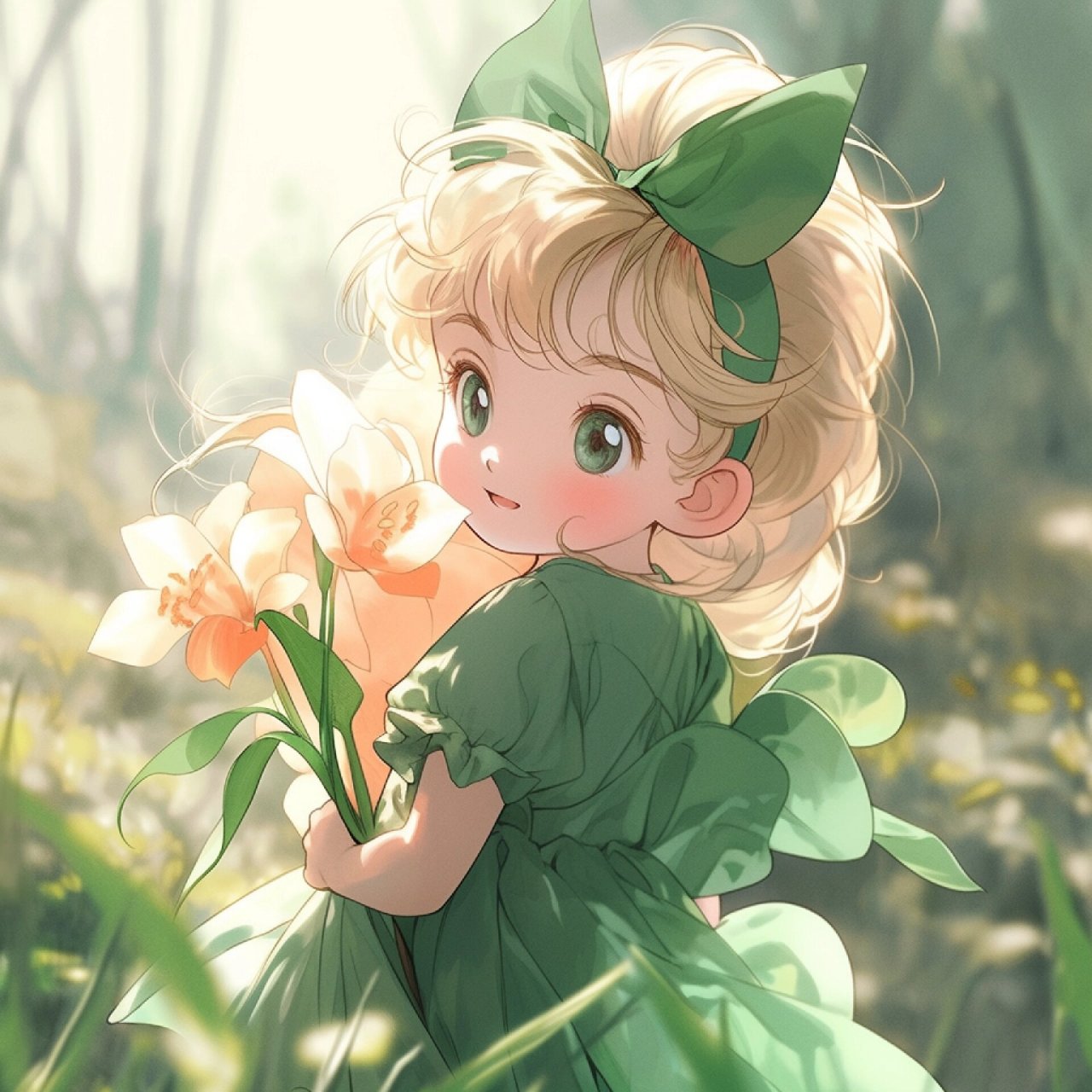 绿色治愈系头像 #浪漫生活的记录者# #女生头像# #动漫女生头像