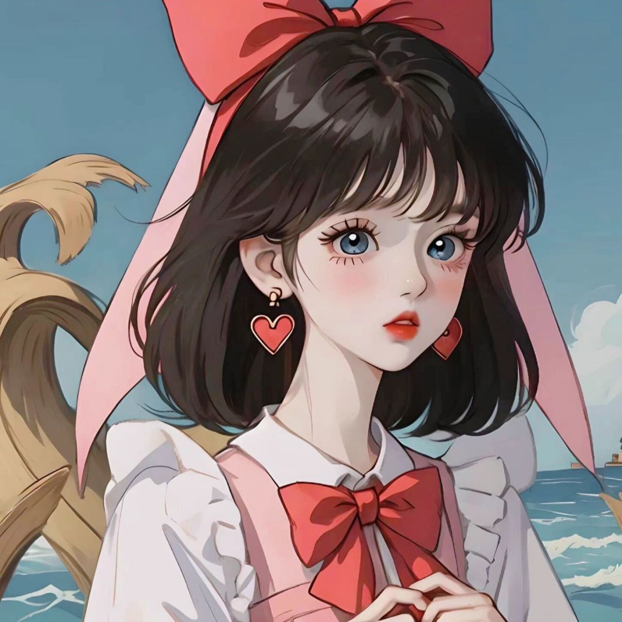 旧漫女头丨短发蝴蝶结系甜妹头像 这组旧漫短发蝴