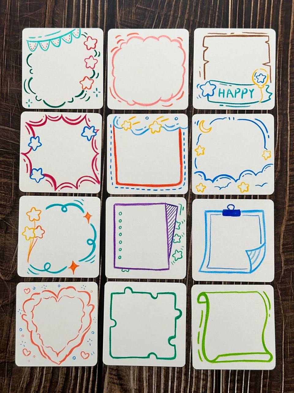 简笔画|万能手帐手抄报黑板报彩色边框素材 一看就会的边框素材合集