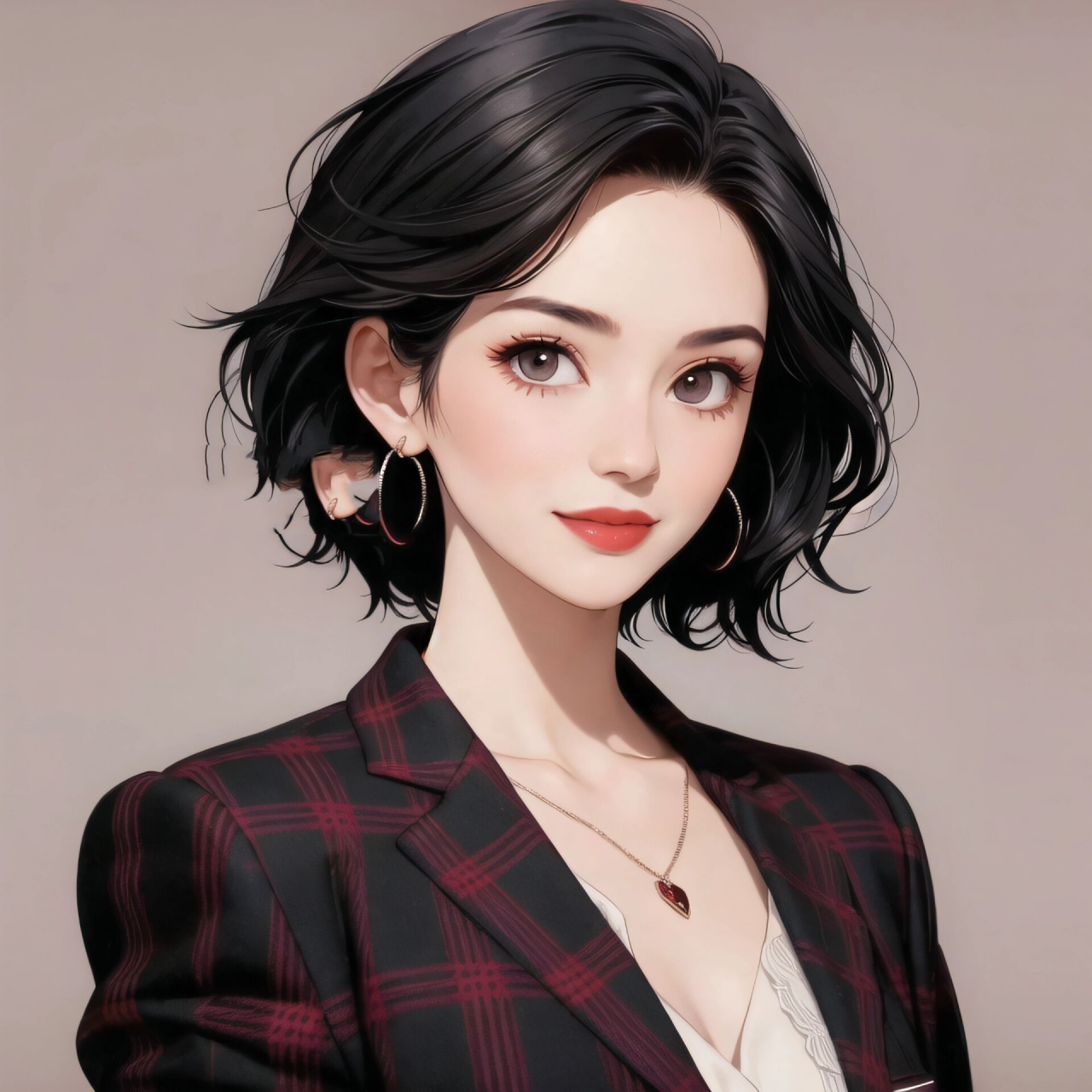 7815红色西装酷飒成熟女生职业头像