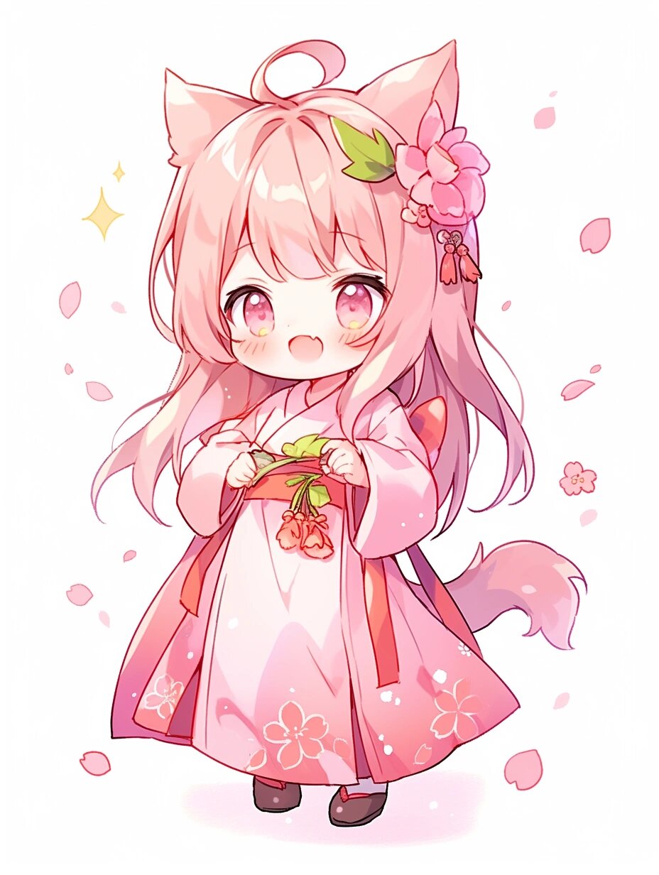 古风女生壁纸‖可爱的粉色系猫猫