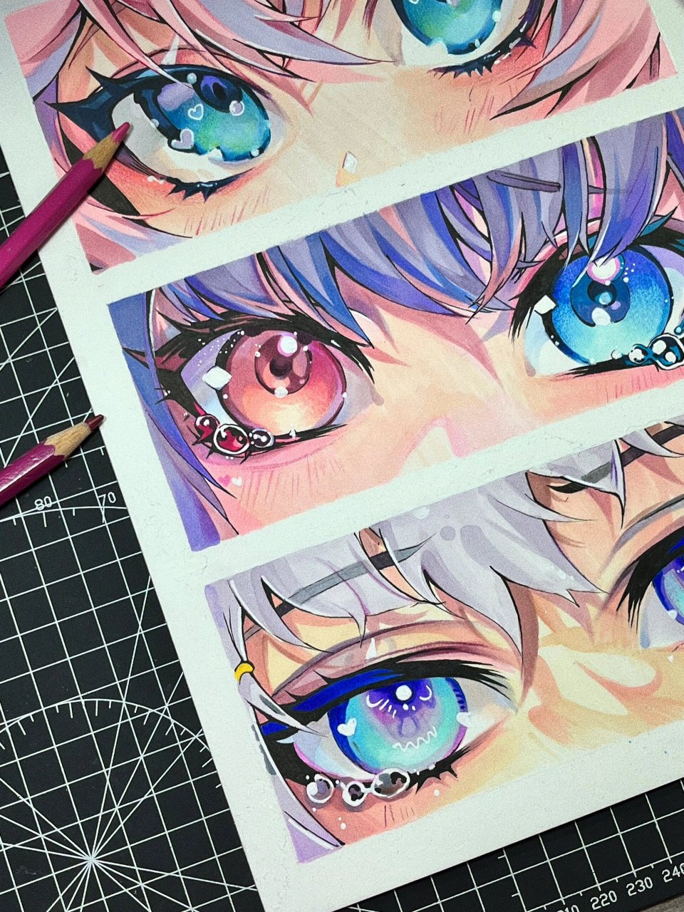 【马克笔】画一些眼珠珠98 一些眼睛上色练习