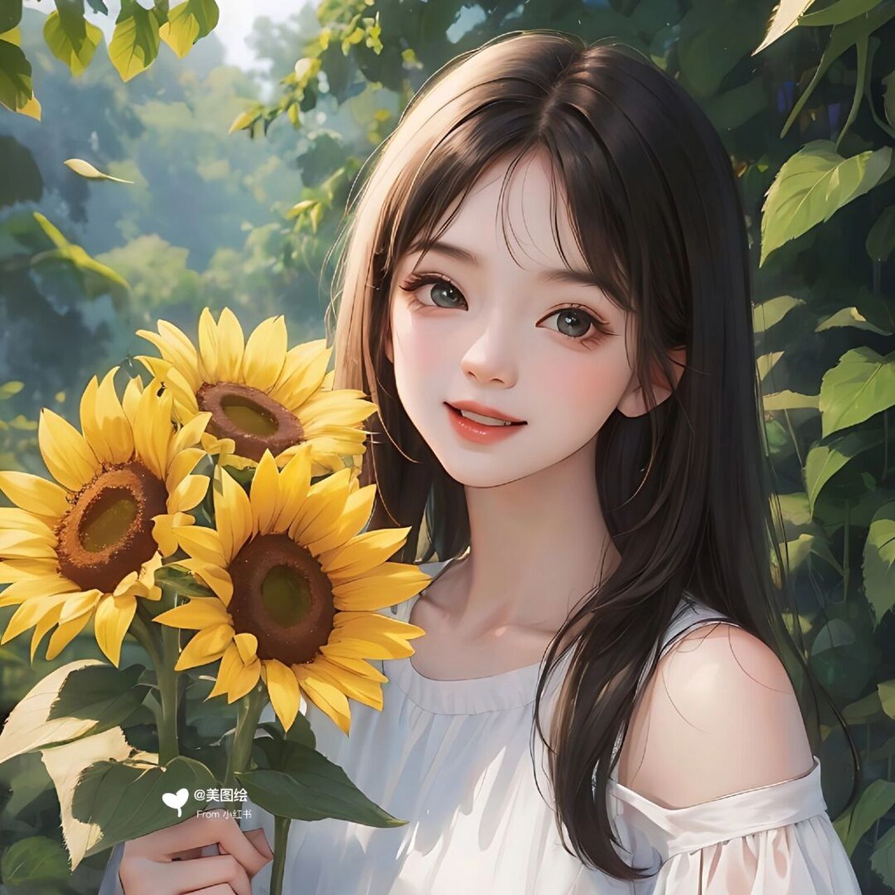 长发向日葵女孩 #好看头像# #好看的女生头像# #美女头像# #女生头像
