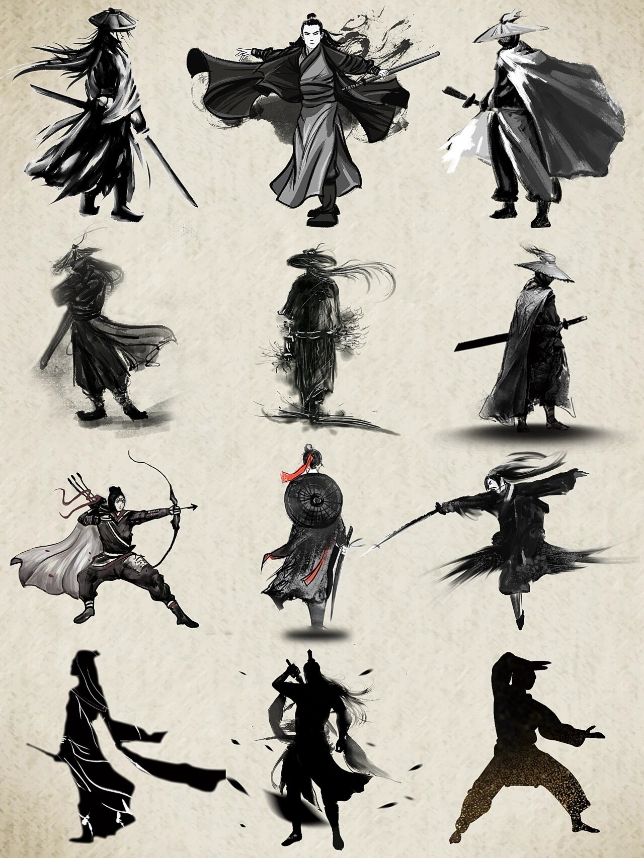 🤺水墨侠客素材