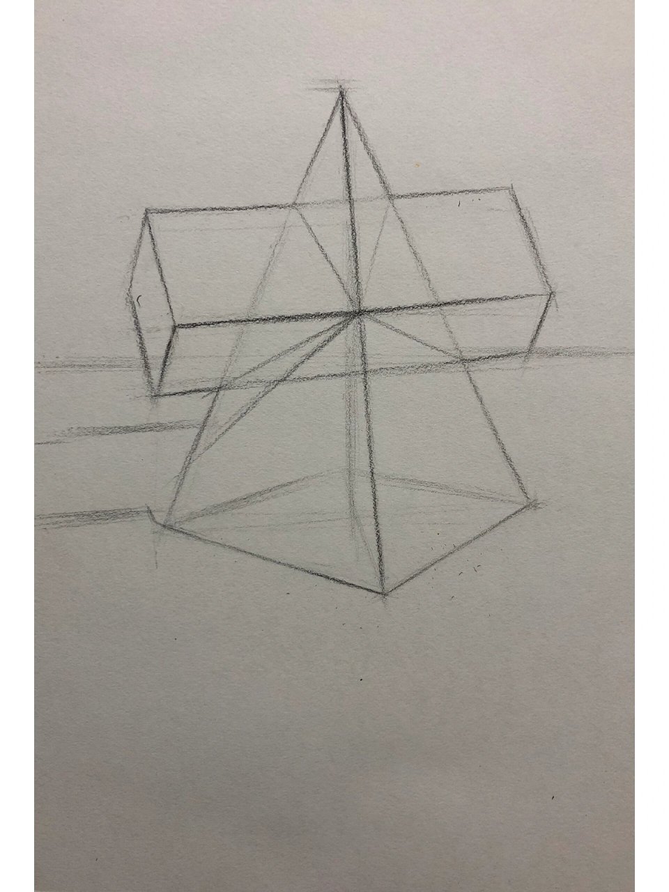 石膏四棱锥穿插体