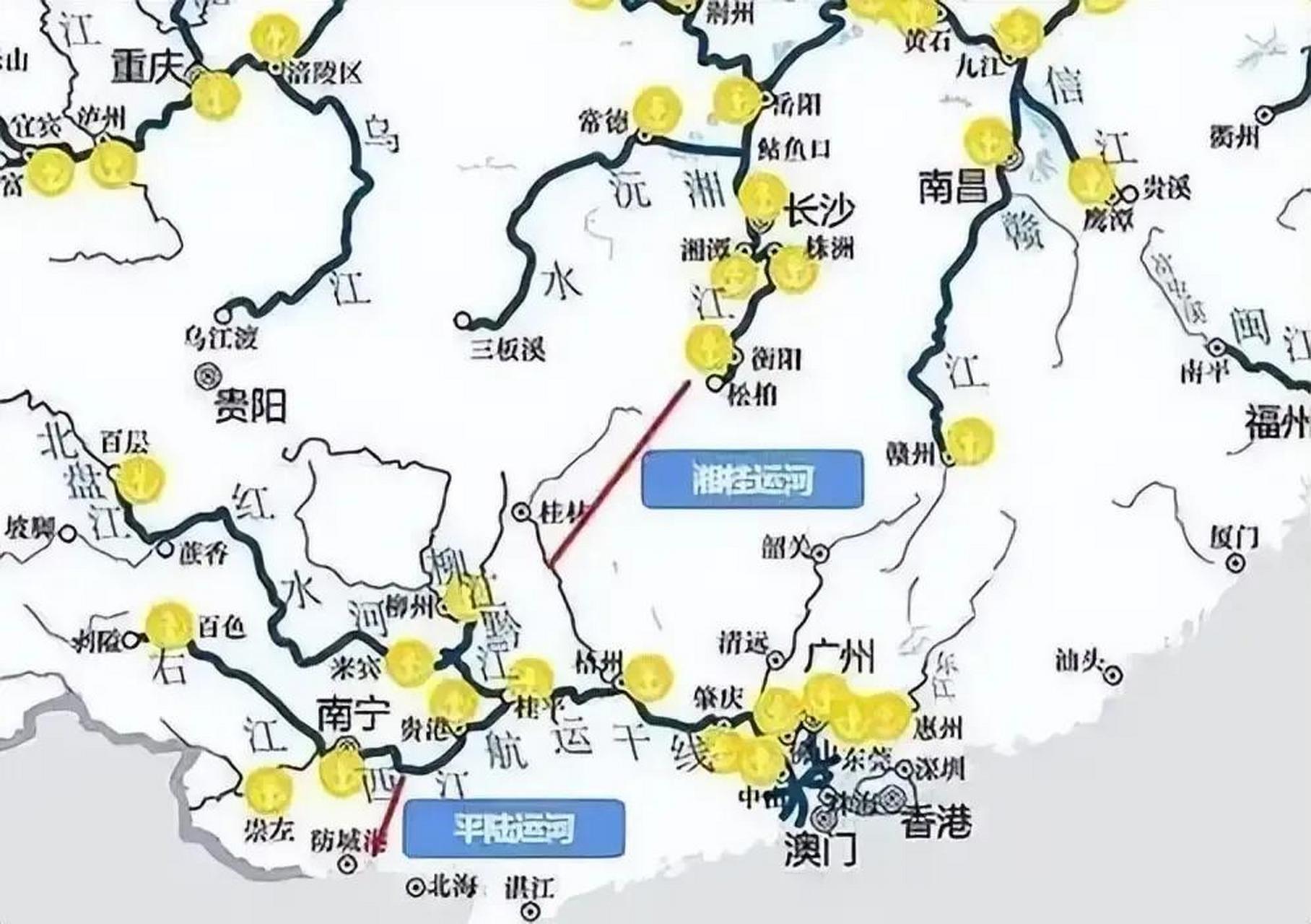 看完这张地图,不知道大家能否分辨出,广西平陆运河能让哪些港口的吞吐