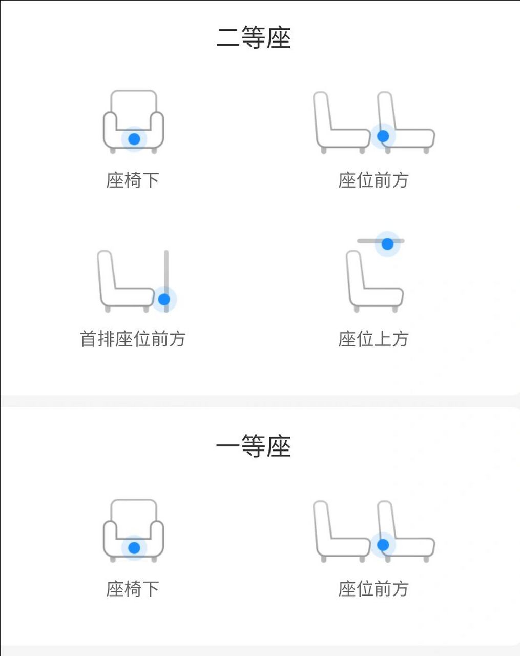 高铁上都会有插座的哦 截了几张插座的分布图给大家看看(图二三) 坐车