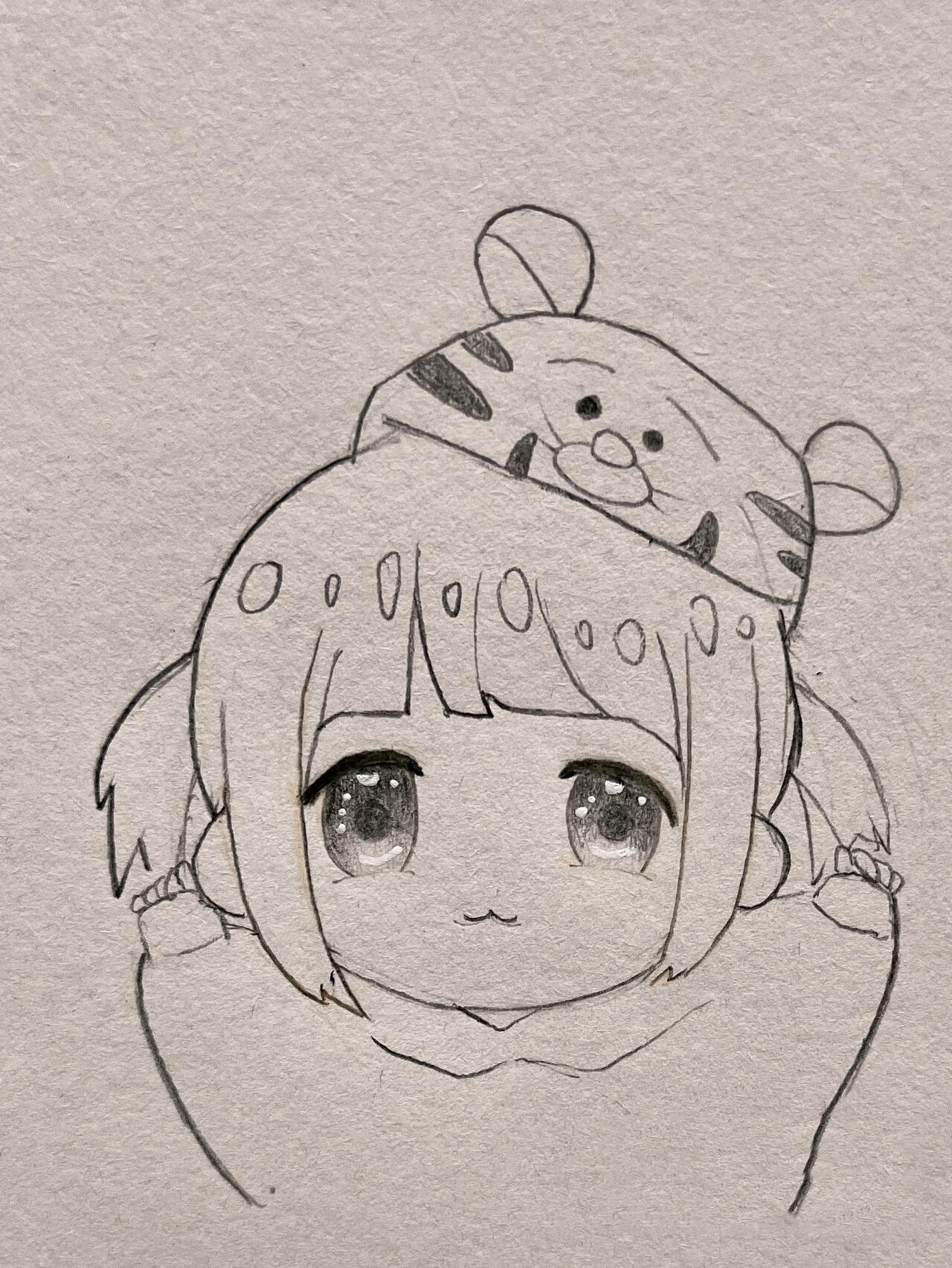 临摹练习|可爱小女孩简笔画,今天是小老虎