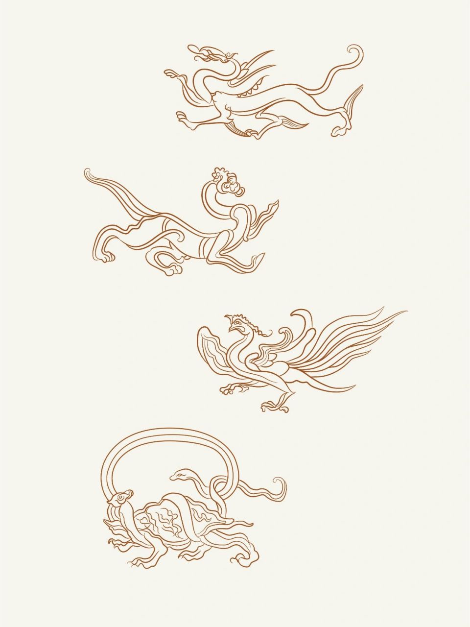 传统纹样—四神兽(青龙白虎朱雀玄武) 传统文化 设计素材 专研纤雕