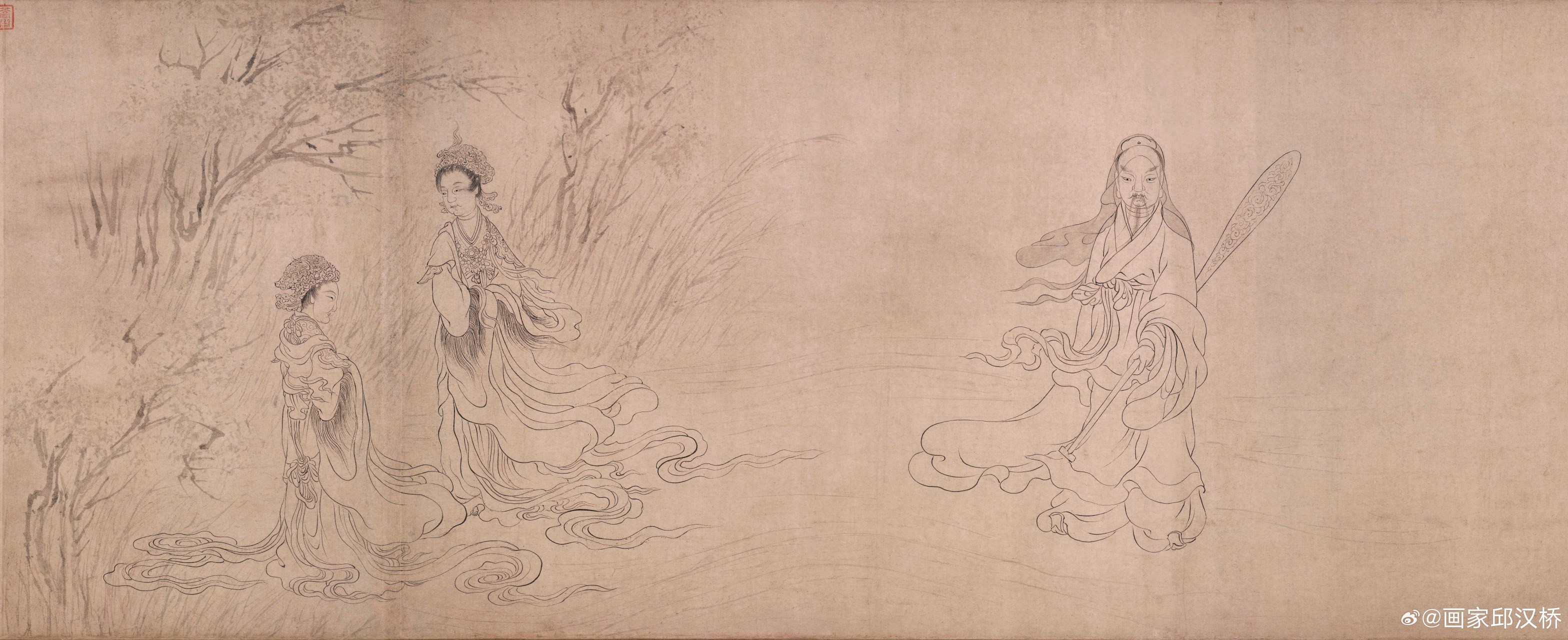 《九歌图》卷,元代,张渥,纸本墨色,纵29厘米,横523.