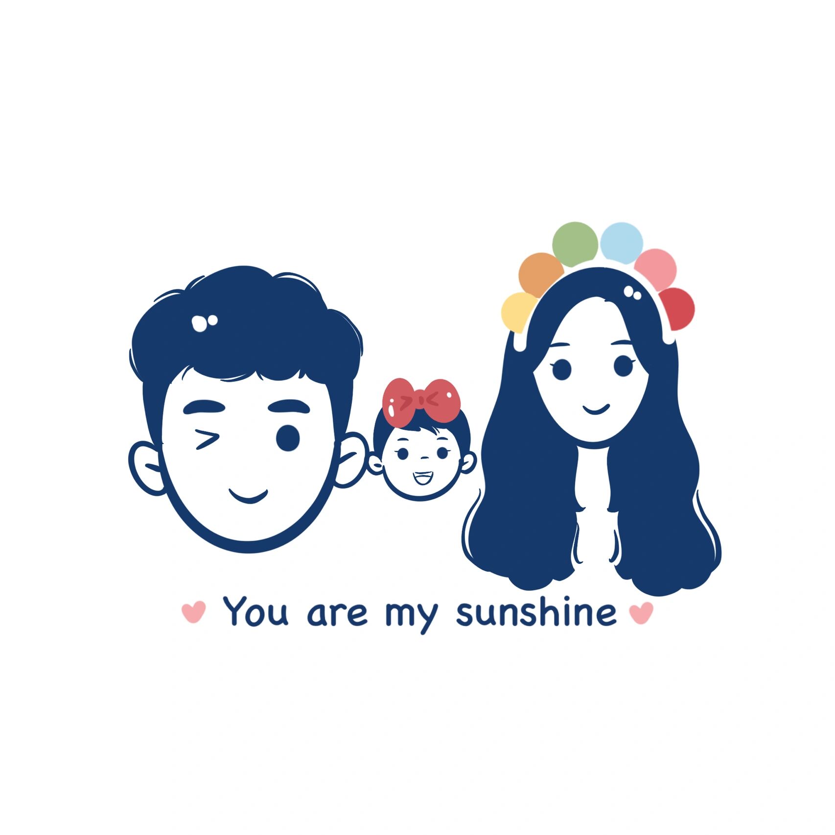 可爱一家三口简笔画头像❤️幸福满满