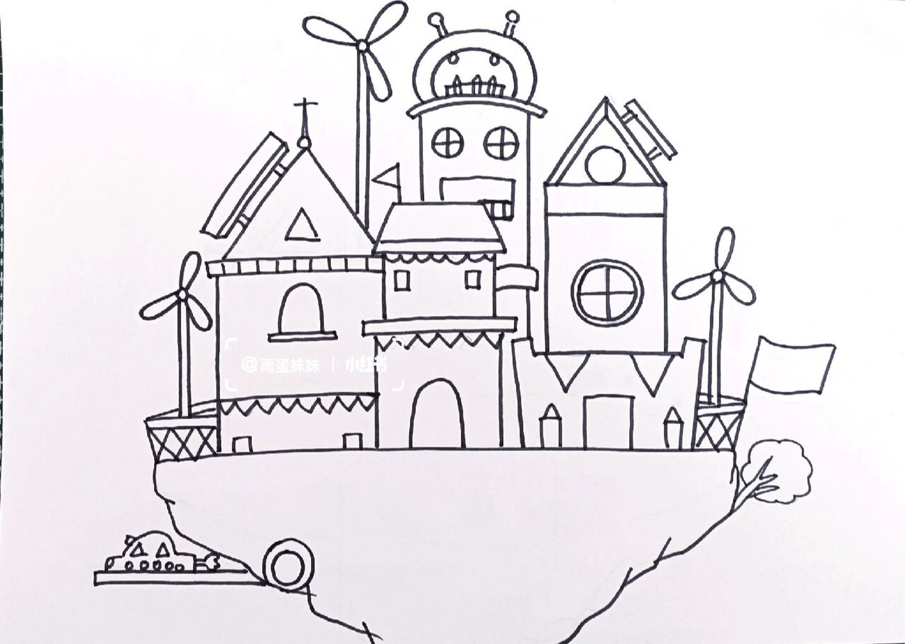 儿童简笔画会飞的房子图片
