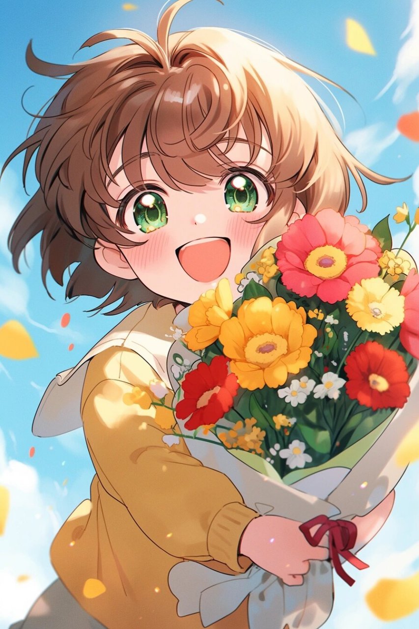 可爱头像捧花96女孩头像