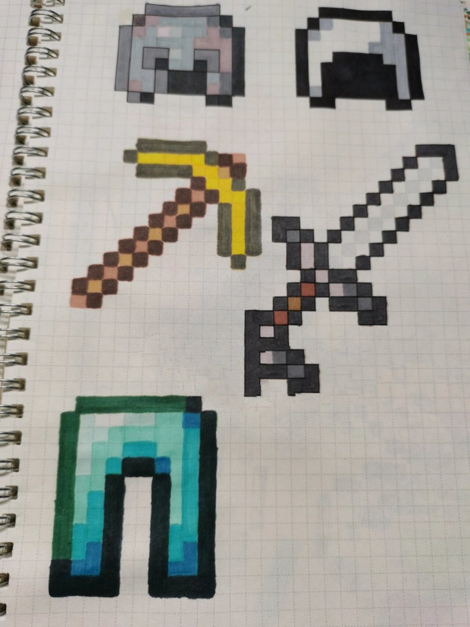 我的世界像素画钻石护腿教程 以后我更新的话,会有点慢,因为我不是用