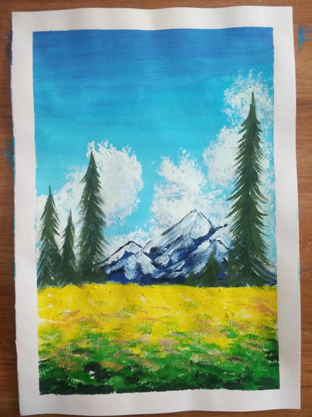 第88集 水粉画 阿勒泰草原雪山