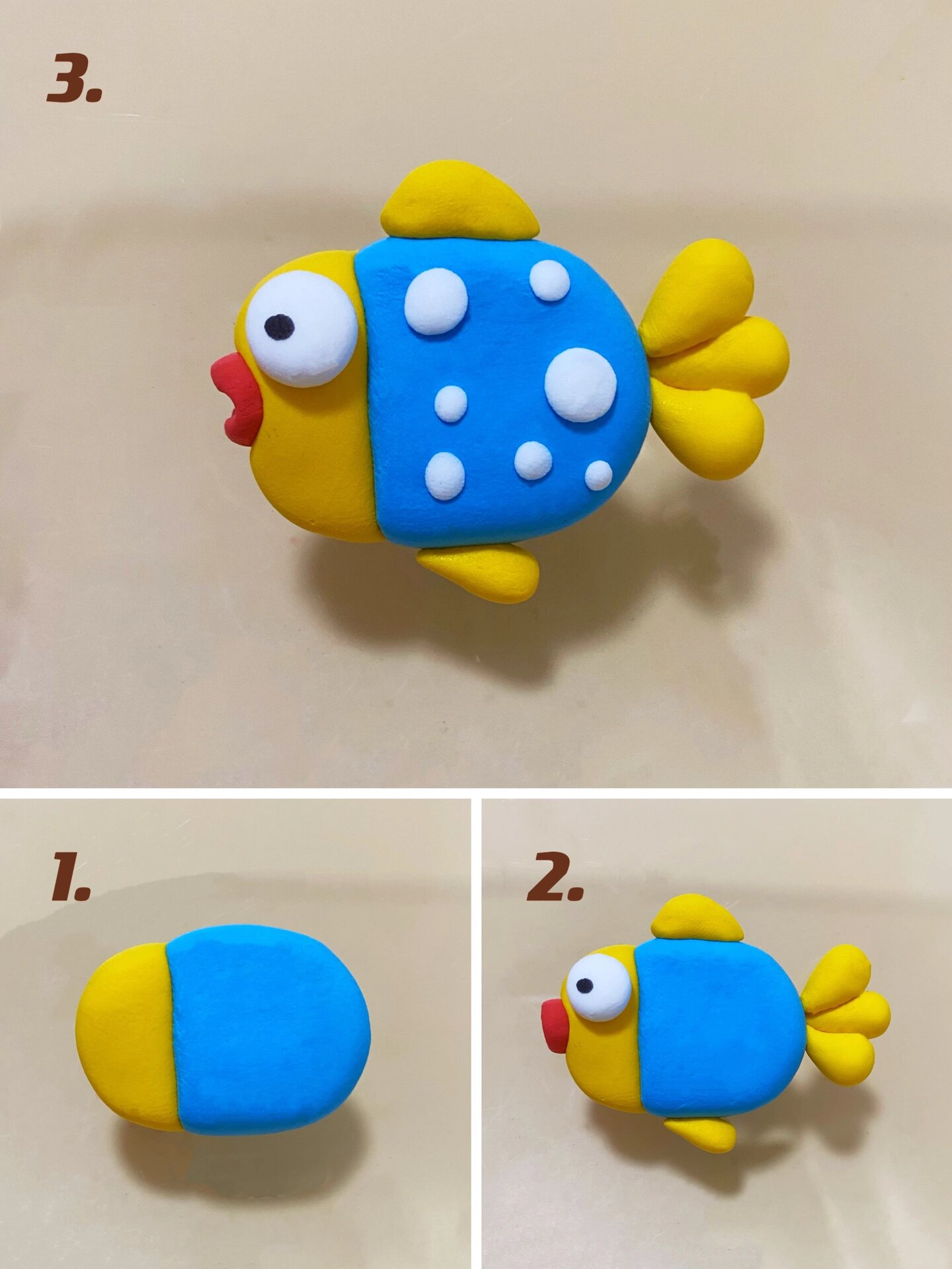 不同的小鱼教程,自制玩具,粘土手工