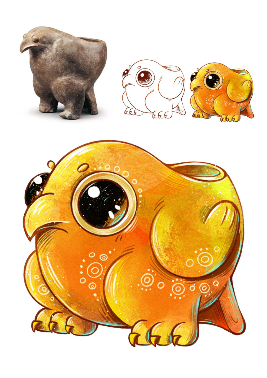 插画|不一样的文物30——鹰形陶鼎 已独家授权