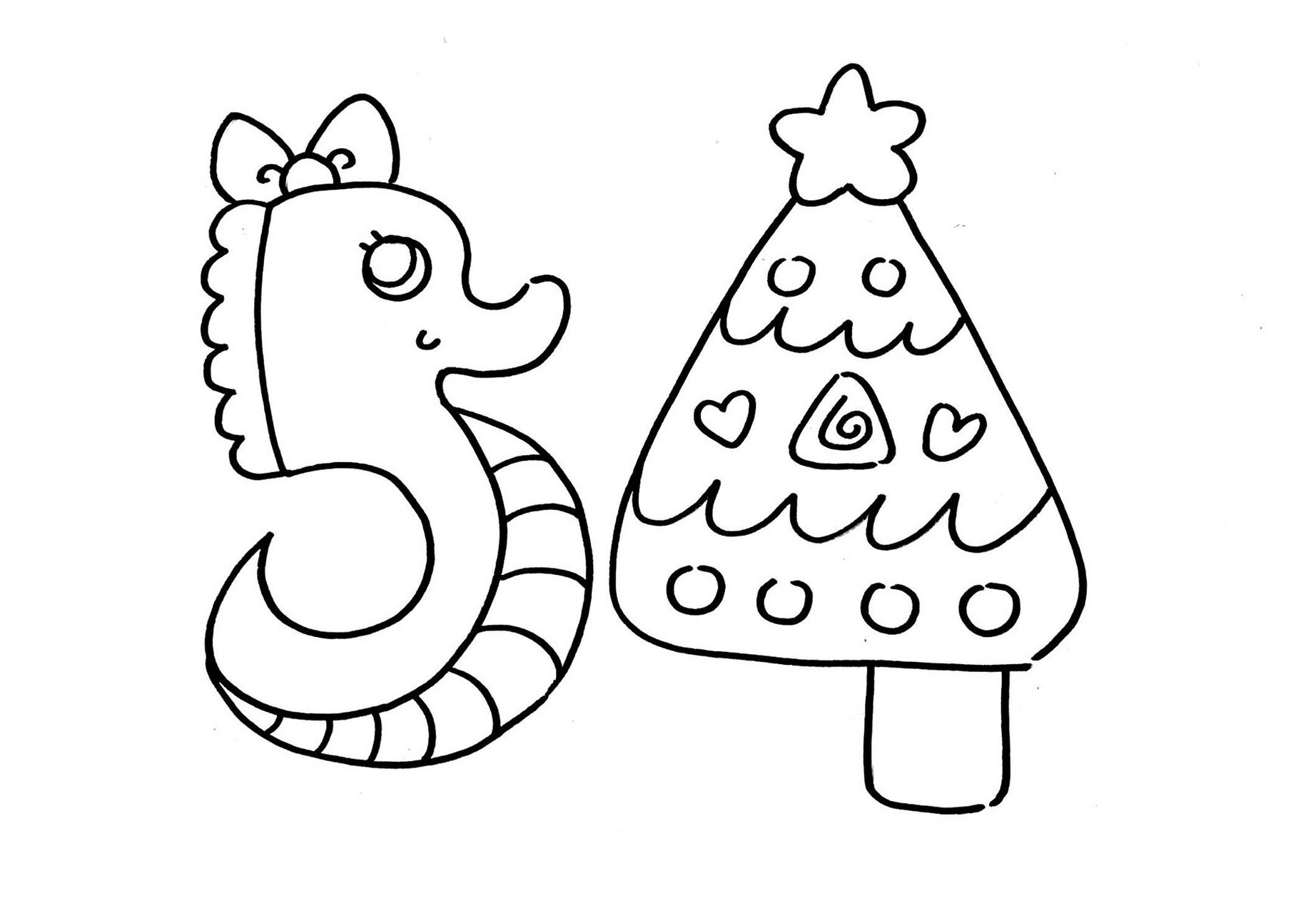 阿拉伯数字儿童画简笔画海马圣诞树海底儿创 美术宝 神奇的数字 数字