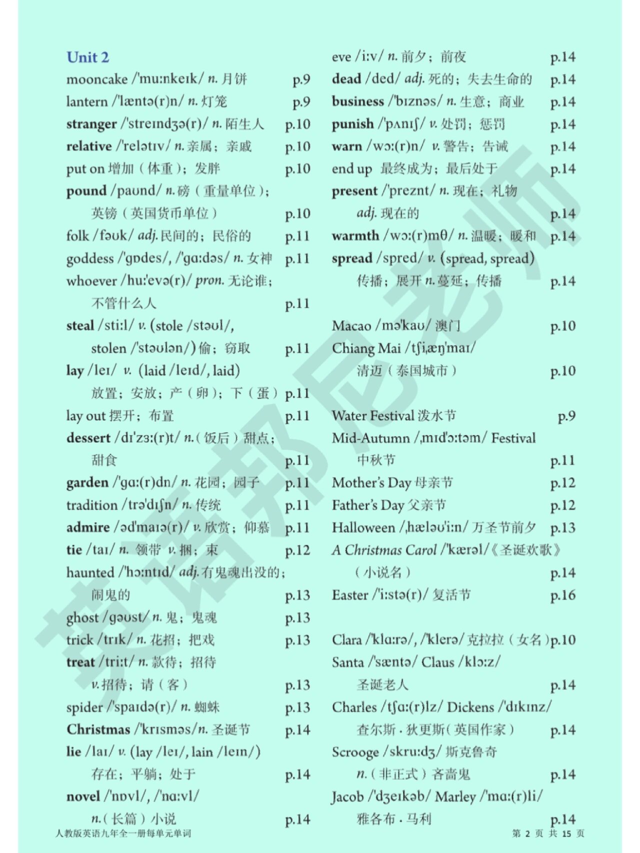 人教版九年级全一册英语单词表