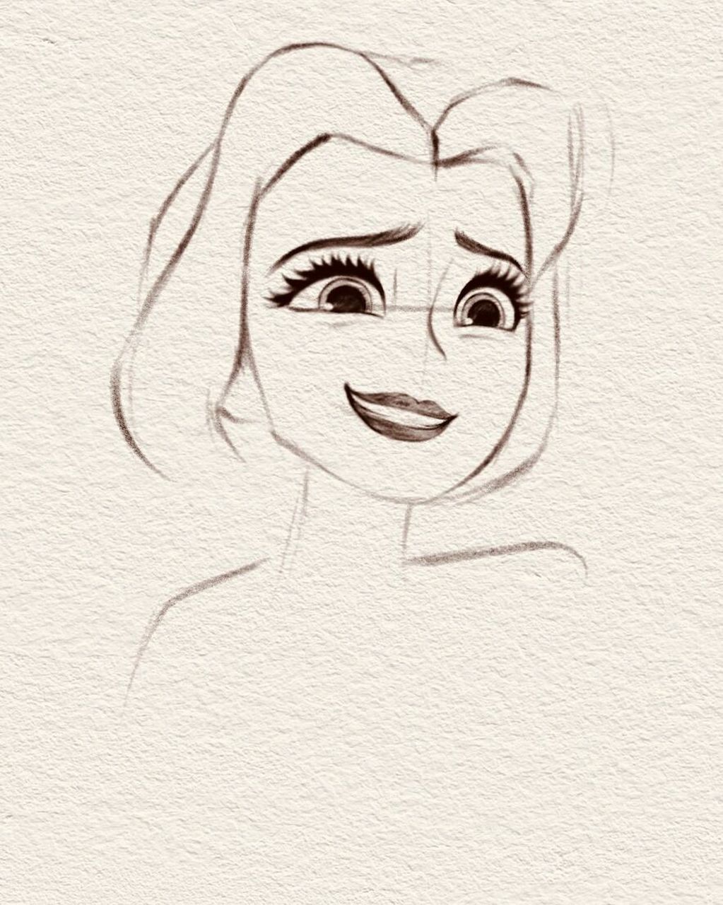 迪士尼贝儿公主手绘线稿步骤来啦 粉丝宝宝们可以来交作业啦