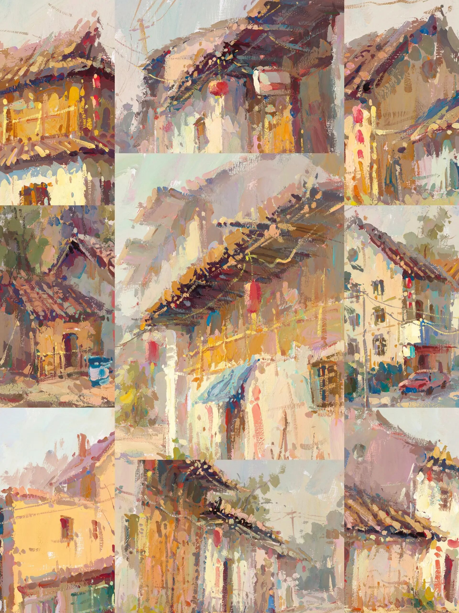 色彩风景屋檐合集,屋檐会画了吗