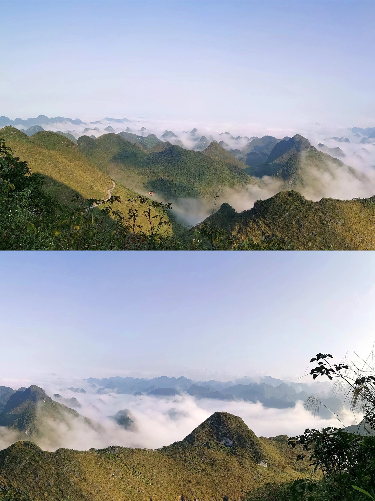 清远英德云海最佳观赏点英西峰林靘雾山