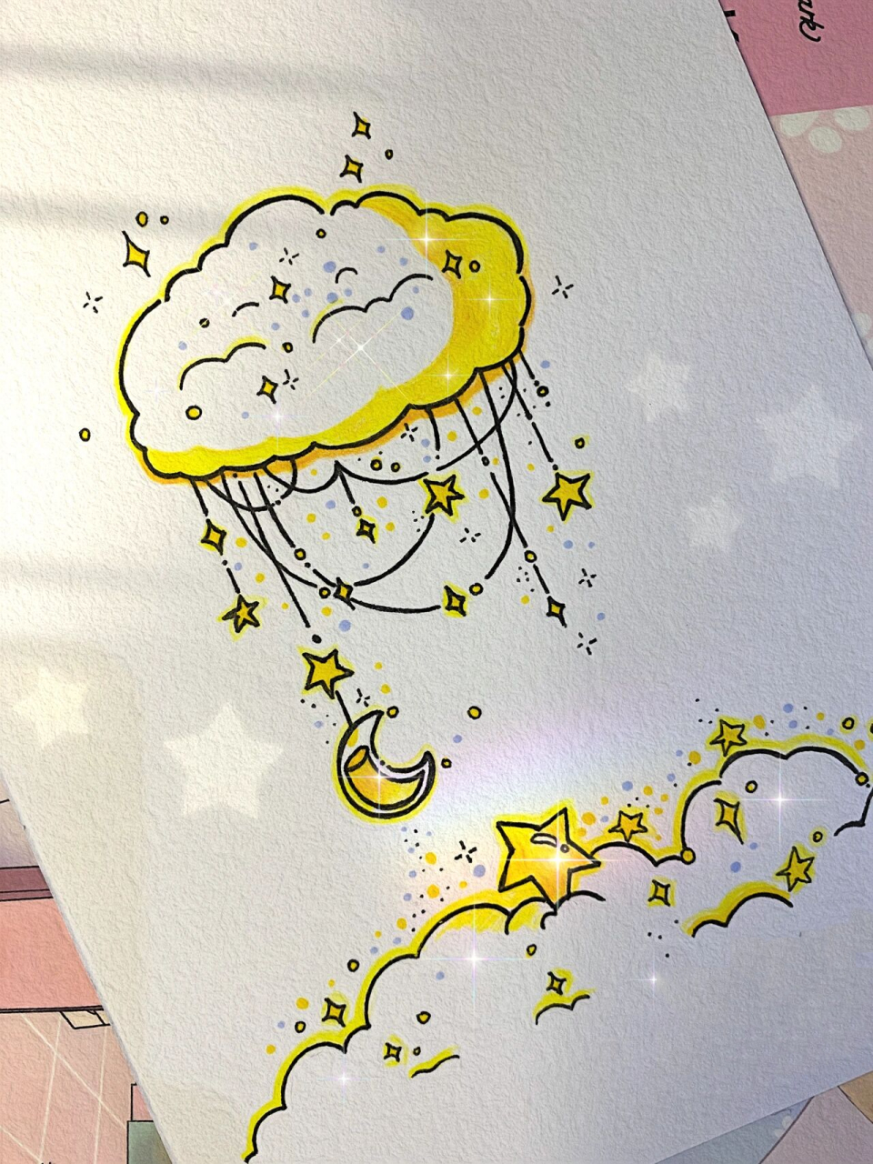 简笔画-云朵星辰   星星是银河递给月亮的情书,你是世间赠于我的恩赐.