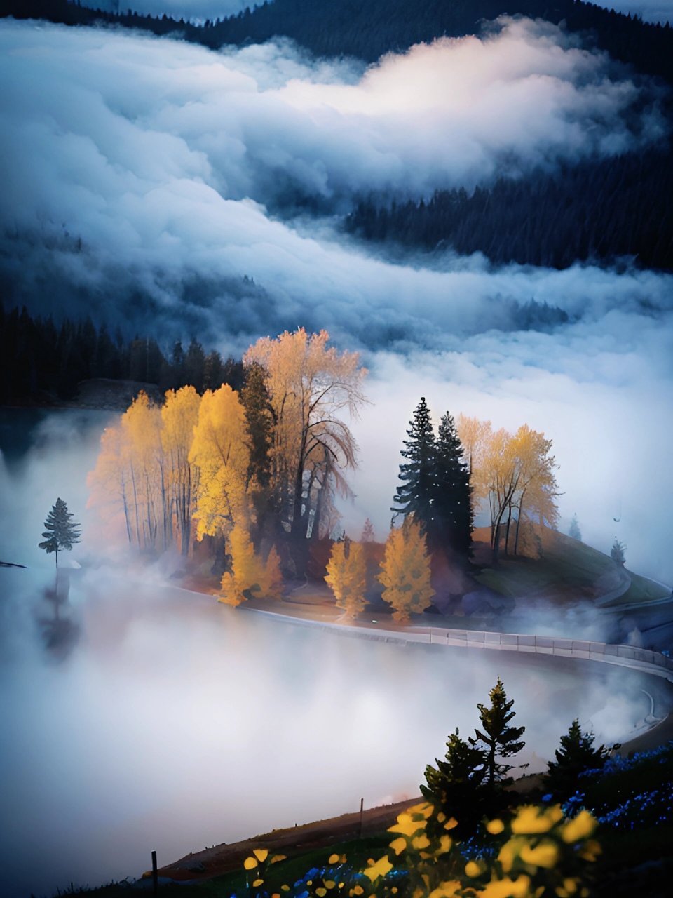 治愈系风景—山里早上秋景
