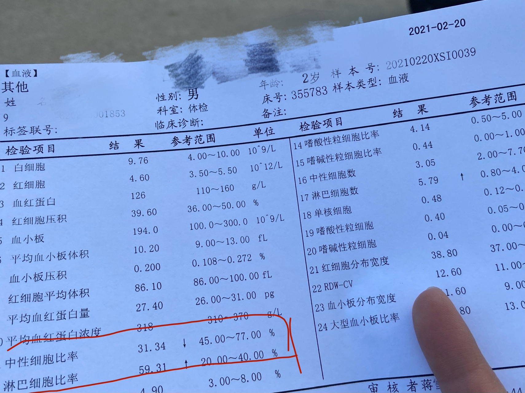 淋巴细胞比率偏高 二周半体检,血常规是这样的,有没有哪位知道是正常