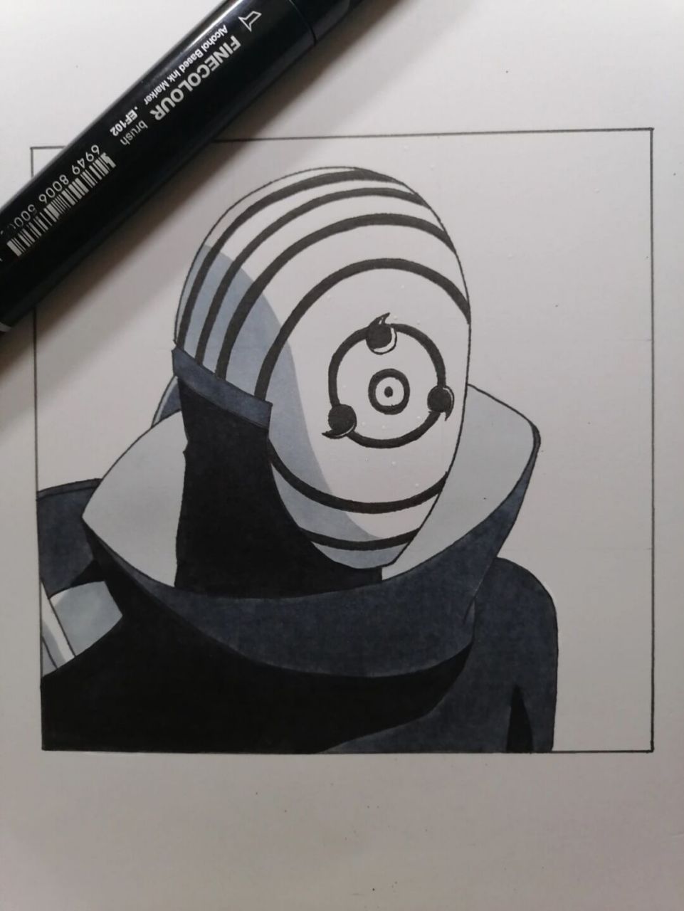 白面具带土教程 #火影忍者# #手绘教程# #带土