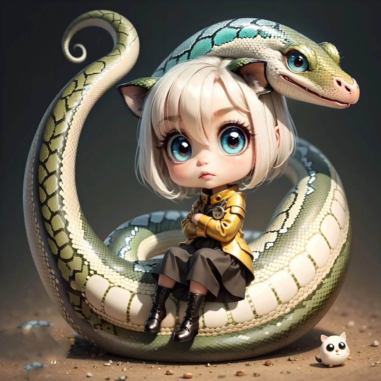 q版十二生肖之巳蛇 头像壁纸背景图片        