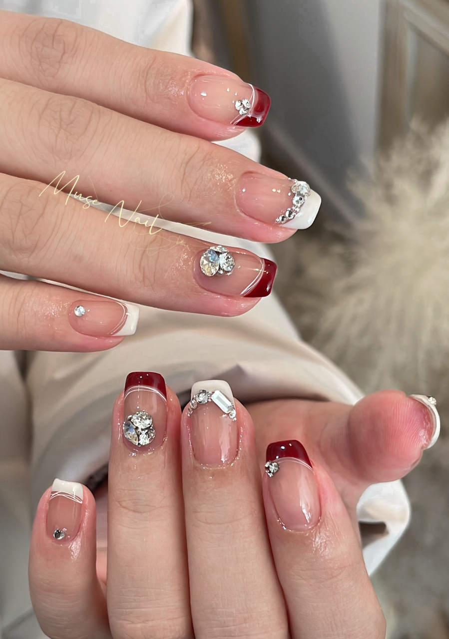 红色法式|订婚美甲