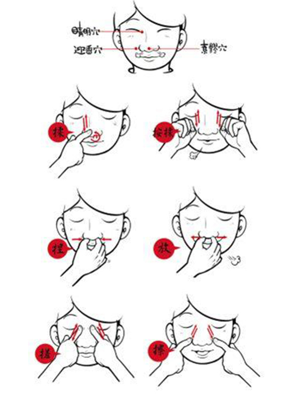 鼻子堵怎么按摩手法图图片