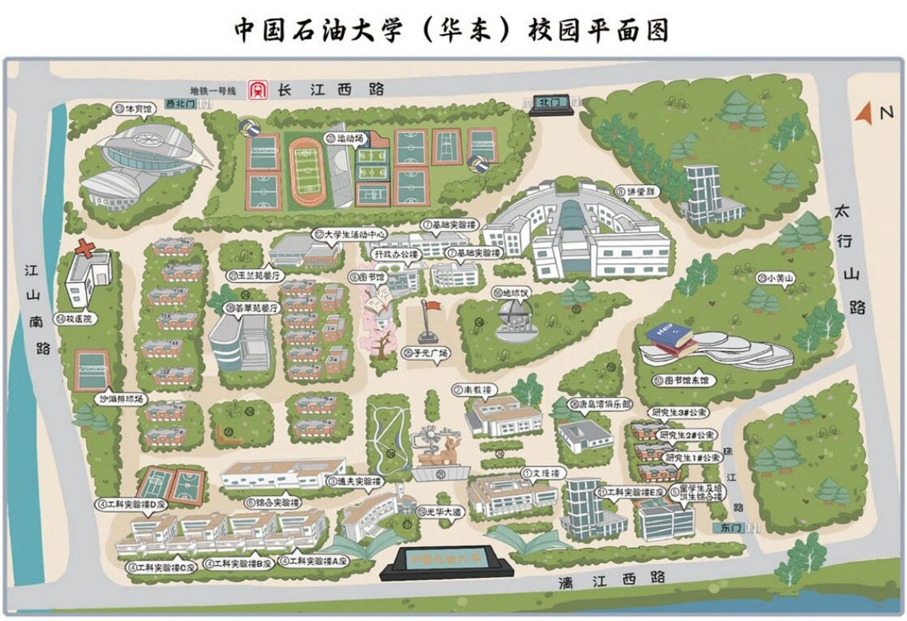 史上最完整的中国石油大学华东唐岛湾校区校园平面图新生宝宝们快来