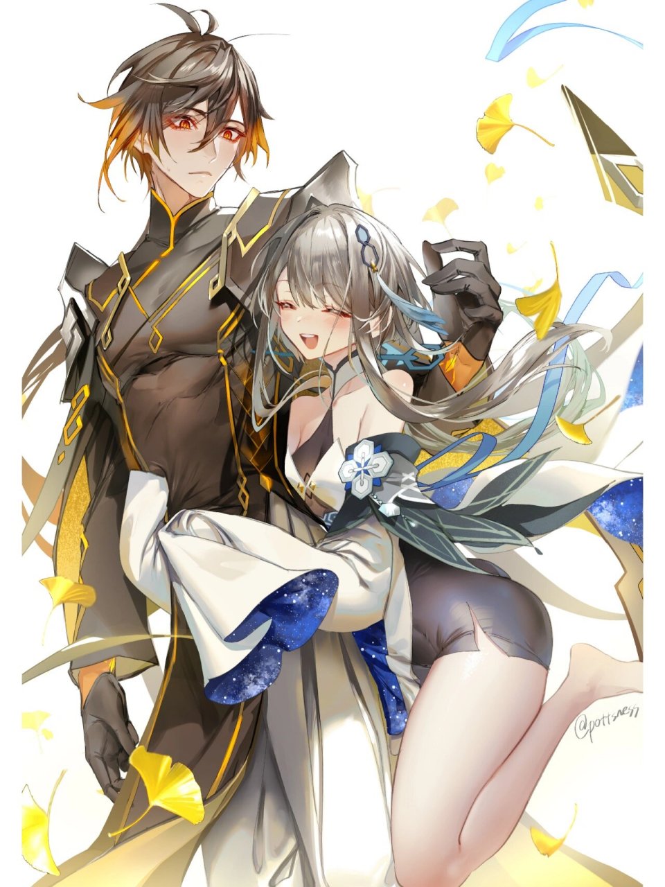 钟离&归终 画师:pittsness #插画# #插画分享# #钟离# #原神