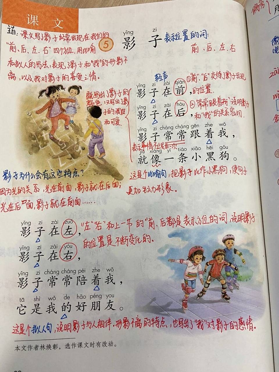 《影子》 #一年级# #语文# #一年级语文上册# #语文笔记# #小学语文