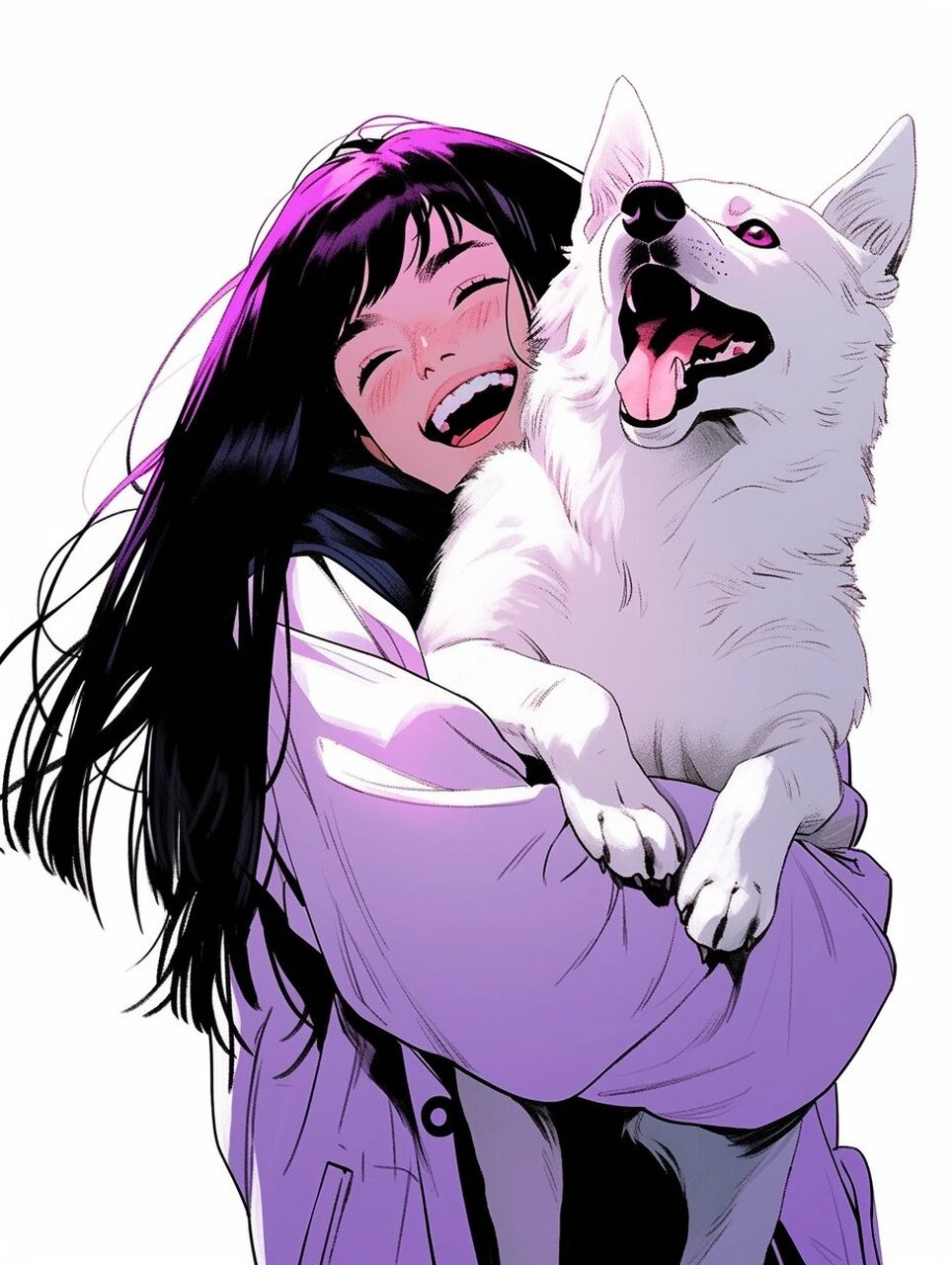 头像 | 和狼犬崽崽的合影(女生) 紫色很飒