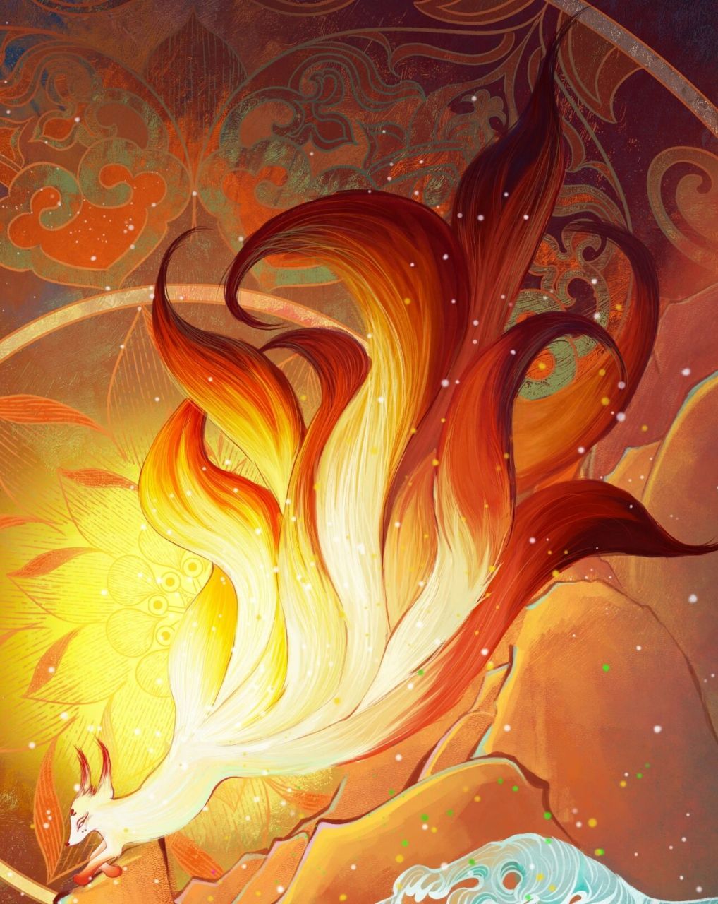 《山海经》九尾狐原创插画 《山海经﹣南山经》云"青丘之山,有兽焉,其