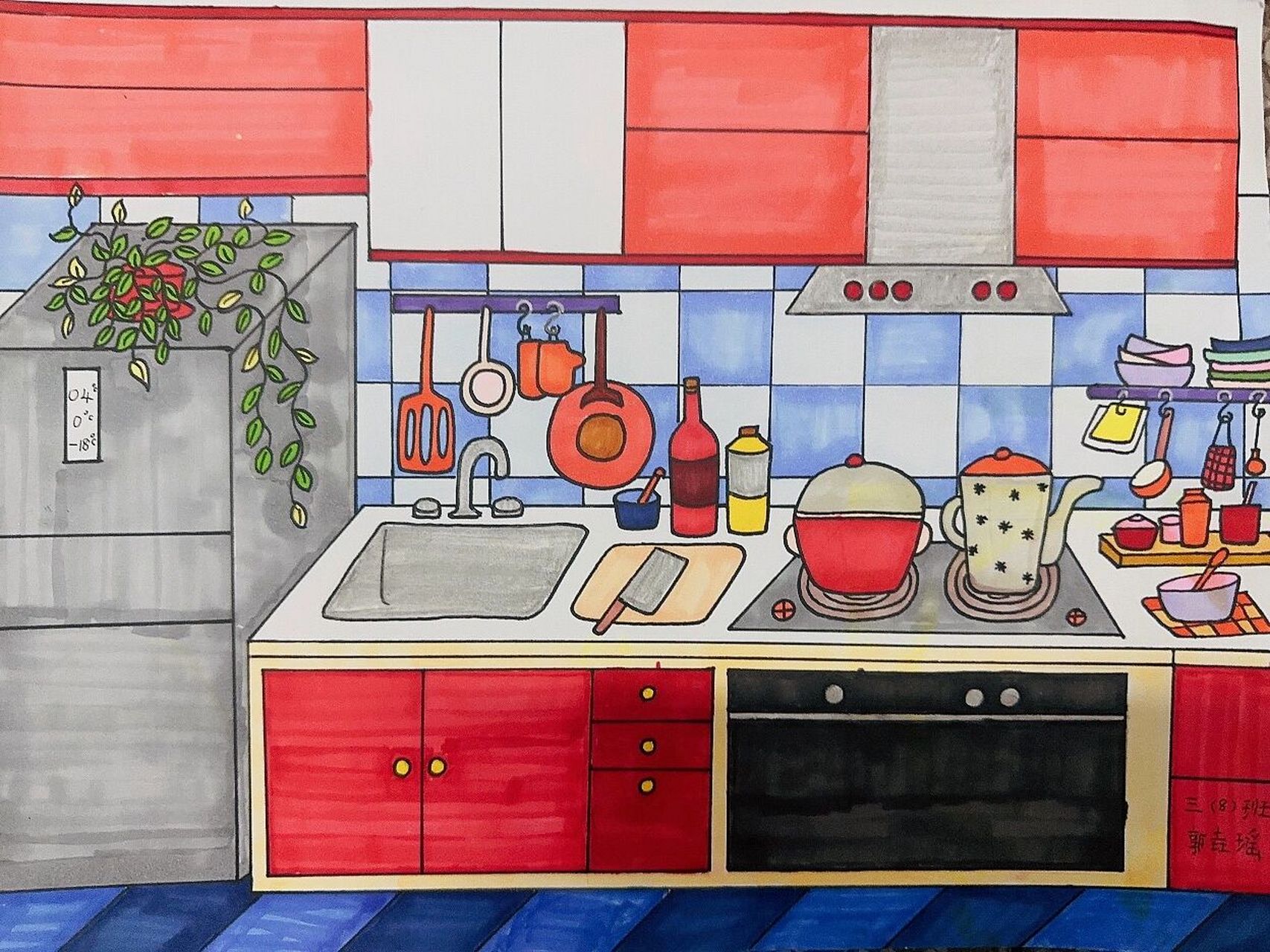 厨房的一角绘画作品图片