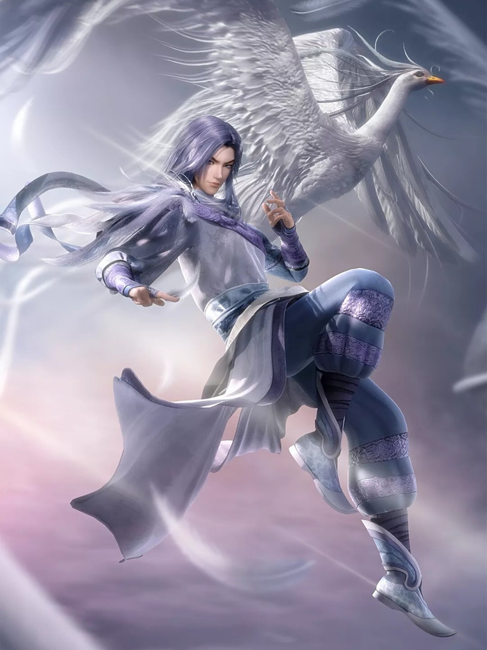 秦时明月高清壁纸白凤 白衣少年踏羽而行,孑然一身,逍遥九天.